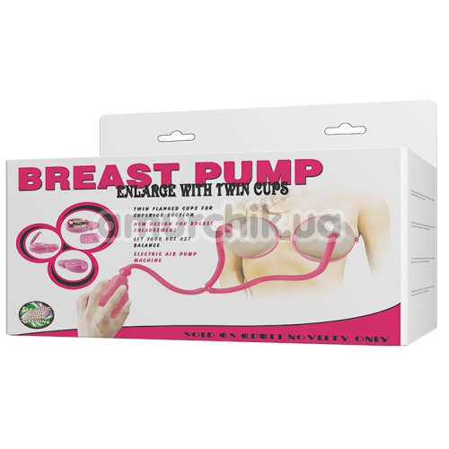 Вакуумна помпа для збільшення грудей Breast Pump Enlarge With Twin Cups 014091, рожева