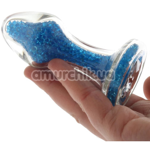 Анальна пробка Stardust Premium Glass Plug Glam, блакитна
