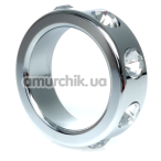 Эрекционное кольцо с прозрачными кристаллами Boss Series Metal Ring Diamonds Small, серебряное - Фото №1