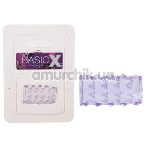 Насадка на пенис BasicX с шипами, фиолетовая