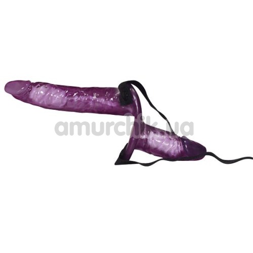 Двойной страпон с вибрацией Vibrating Strap On Duo, фиолетовый