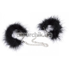 Наручники с черными перьями DS Fetish Handcuffs With Feathers, серебряные - Фото №1