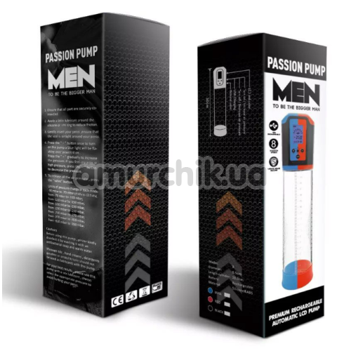 Вакуумная помпа Men Powerup Passion Pump Premium Rechargeable Automatic LCD, красная