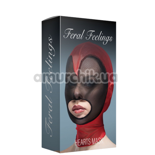 Маска Feral Feelings Hearts Mask - відкритий рот, червоно-чорна