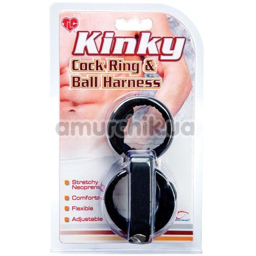 Эрекционное кольцо Kinky Cock Ring & Ball Harness, черное