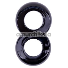 Ерекційне кільце Get Lock Duo Cock 8 Ball Ring, чорне - Фото №1