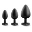 Набір анальних пробок з райдужними кристалами у вигляді сердечок Luxe Bling Plugs Trainer Kit, чорний - Фото №3