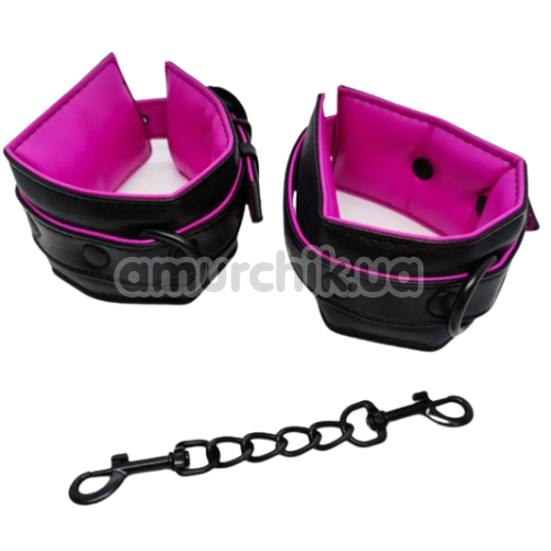 Фиксаторы для рук DS Fetish Handcuffs With Chain, черно-розовые