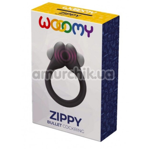 Виброкольцо для члена Wooomy Zippy, черное