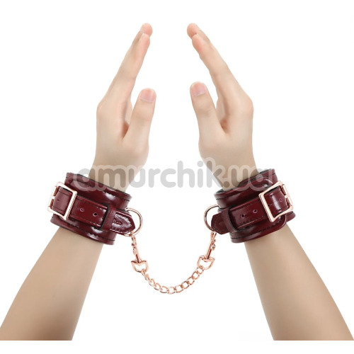Фиксаторы для рук Liebe Seele Wine Red Leather Handcuffs with Rose Gold Hardware, бордовые