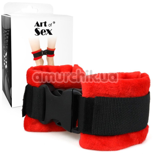 Фиксаторы для ног Art of Sex Ankle Cuffs Soft Touch, красно-черные