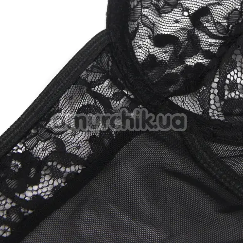 Боди с подвязками Star Night Mesh & Lace Garter Teddy, черное