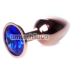 Анальна пробка з синім кристалом Exclusivity Jewellery Red Gold Plug, золота - Фото №1