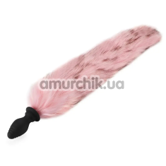 Анальная пробка с хвостом и вибрацией на пульте управления Loveshop Runyu Pink, черная - Фото №1