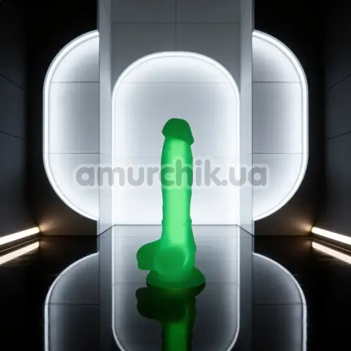 Фаллоимитатор Alume Realistic Silicone Dildo Glow in Dark, зеленый