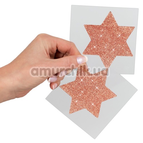 Прикраси для сосків Cottelli Collection Titty Sticker Star Big Copper, золоті