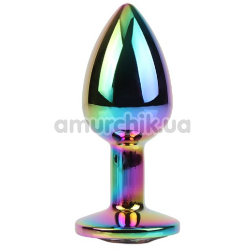Анальная пробка с радужным кристаллом Matrix Mont Rainbow Gem Metal Plug S, радужная