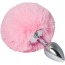 Анальна пробка зі світло-рожевим хвостиком sLash Honey Bunny Tail S, срібна - Фото №0