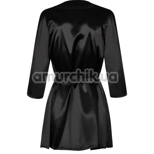 Комплект Obsessive Satinia черный: халат + трусики-стринги