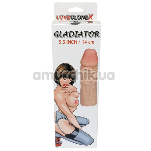 Насадка на пенис LoveCloneX Gladiator 5.5, телесная