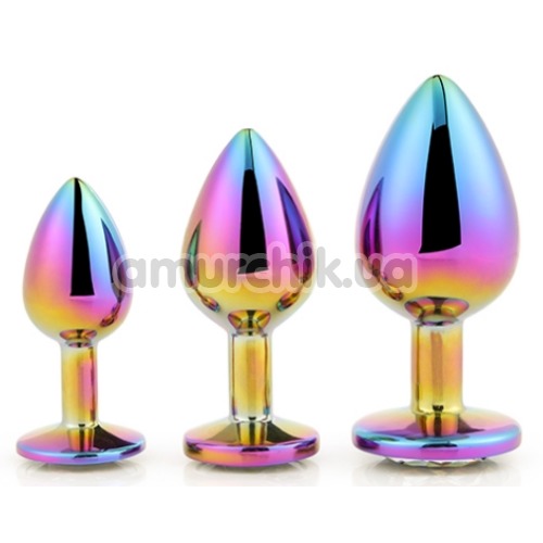 Набор из 3 анальных пробок с радужным кристаллом Gleaming Love Multicolour Plug Set, радужный