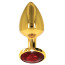 Анальная пробка с красным кристаллом Taboom Bondage In Luxury Butt Plug Diamond Jewel Large, золотая - Фото №1
