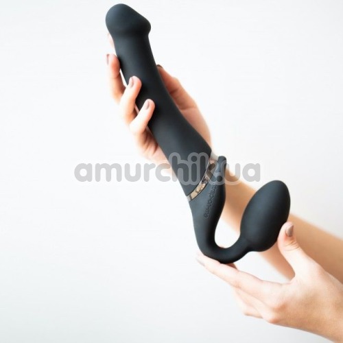 Безремневой страпон с вибрацией Strap-On-Me Vibrating Bendable Strap-On L, черный