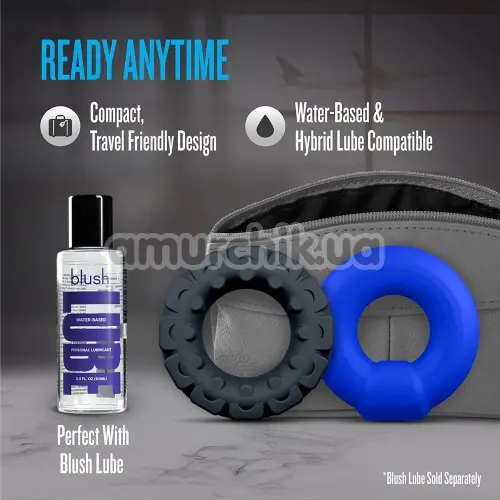 Набор из 2 эрекционных колец Performance Plus Engage 2-Ring Set, черно-синий