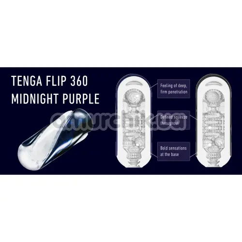 Мастурбатор Tenga Flip 360, бело-синий