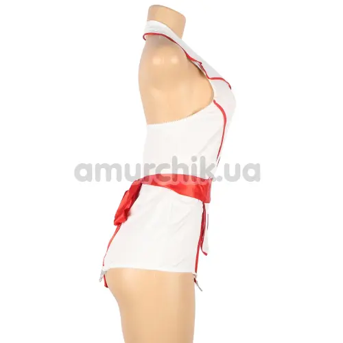 Костюм медсестры Star Night Nurse Set, красно-белый: платье + головной убор + фартук + повязка на руку