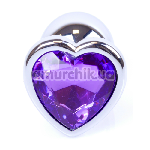 Анальная пробка с фиолетовым кристаллом Exclusivity Jewellery Silver Heart Plug, серебряная