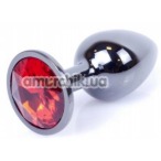 Анальная пробка с красным кристаллом Exclusivity Jewellery Dark Silver Plug, серебряная - Фото №1