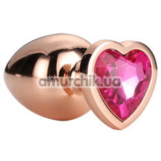 Анальная пробка с розовым кристаллом Gleaming Love Gold Plug Heart S, золотая - Фото №1