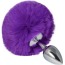 Анальная пробка с фиолетовым хвостиком sLash Honey Bunny Tail S, серебряная - Фото №1