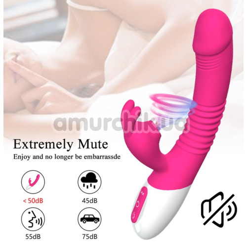Вибратор с подогревом Boss Series Silicone Rabbit Vibrator Powerful Licking, розовый