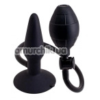 Анальный расширитель Silicone Pleasure Inflatable Butt Plug S, черный - Фото №1