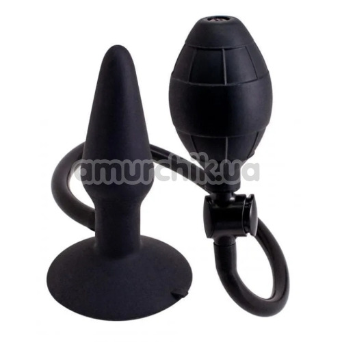 Анальний розширювач Silicone Pleasure Inflatable Butt Plug S, чорний - Фото №1