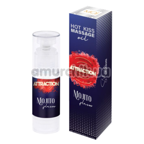 Массажное масло с согревающим эффектом Attraction Hot Kiss Massage Mojito - мохито, 50 мл