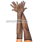 Перчатки Leg Avenue Bling Ring Rhinestone Fishnet Gloves, черные