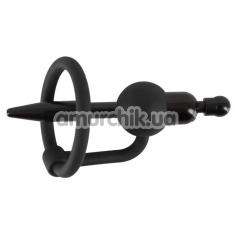 Уретральная вставка с кольцом для головки и вибрацией Penis Plug With A Glans Ring 3.5 & Vibration, черная - Фото №1