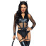 Костюм кішечки Leg Avenue Criminal Kitty Bodysuit Costume, чорний: боді + пояс із підв'язками + пов'язка на голову - Фото №1