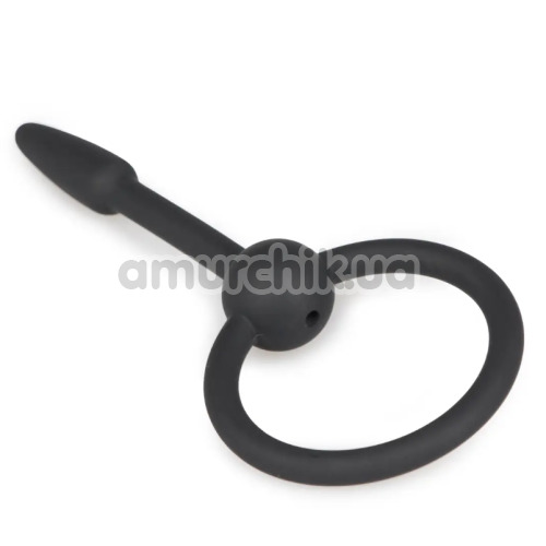 Уретральная вставка Small Silicone Penis Plug With Pull Ring, чёрная