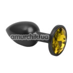 Анальная пробка с желтым кристаллом SWAROVSKI Zcz, черная матовая - Фото №1