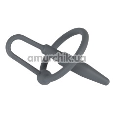 Уретральна вставка з кільцем Penis Plug With A Silicone Glans Ring, сіра - Фото №1