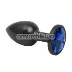 Анальна пробка з синім кристалом SWAROVSKI Zcz, чорна матова - Фото №1