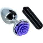 Набор из вибропули и анальной пробки с фиолетовой розочкой Power Bullet + Lux Active Rose Anal Plug - Фото №1