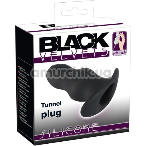 Анальная пробка Black Velvets Silicone Tunnel Plug, черная