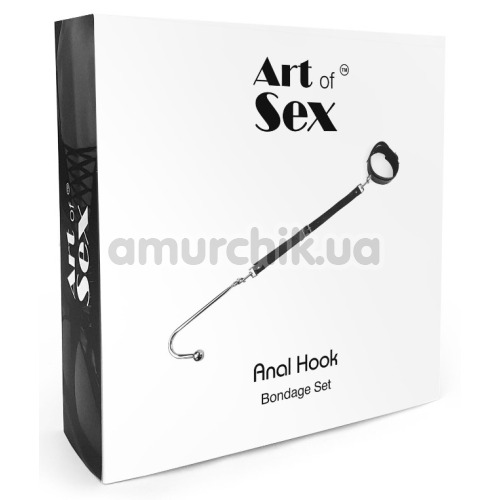 Анальный крюк с ошейником и двойным шариком Art of Sex Anal Hook Bondage Set 3, серебряный