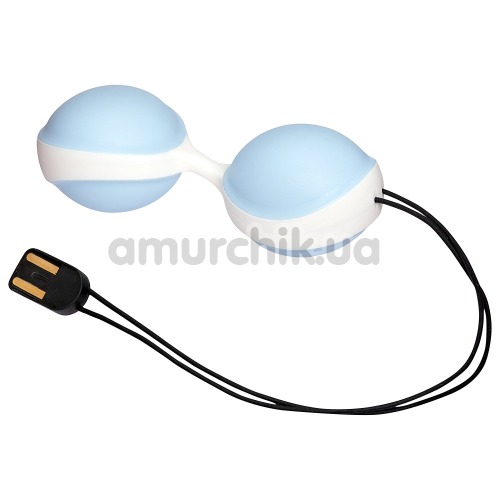 Вагинальные шарики с вибрацией Amor Vibratissimo Balls, бело-голубые