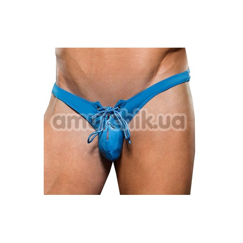 Трусы-стринги мужские Microfiber Lace-Up Low-Rise Thong, голубые